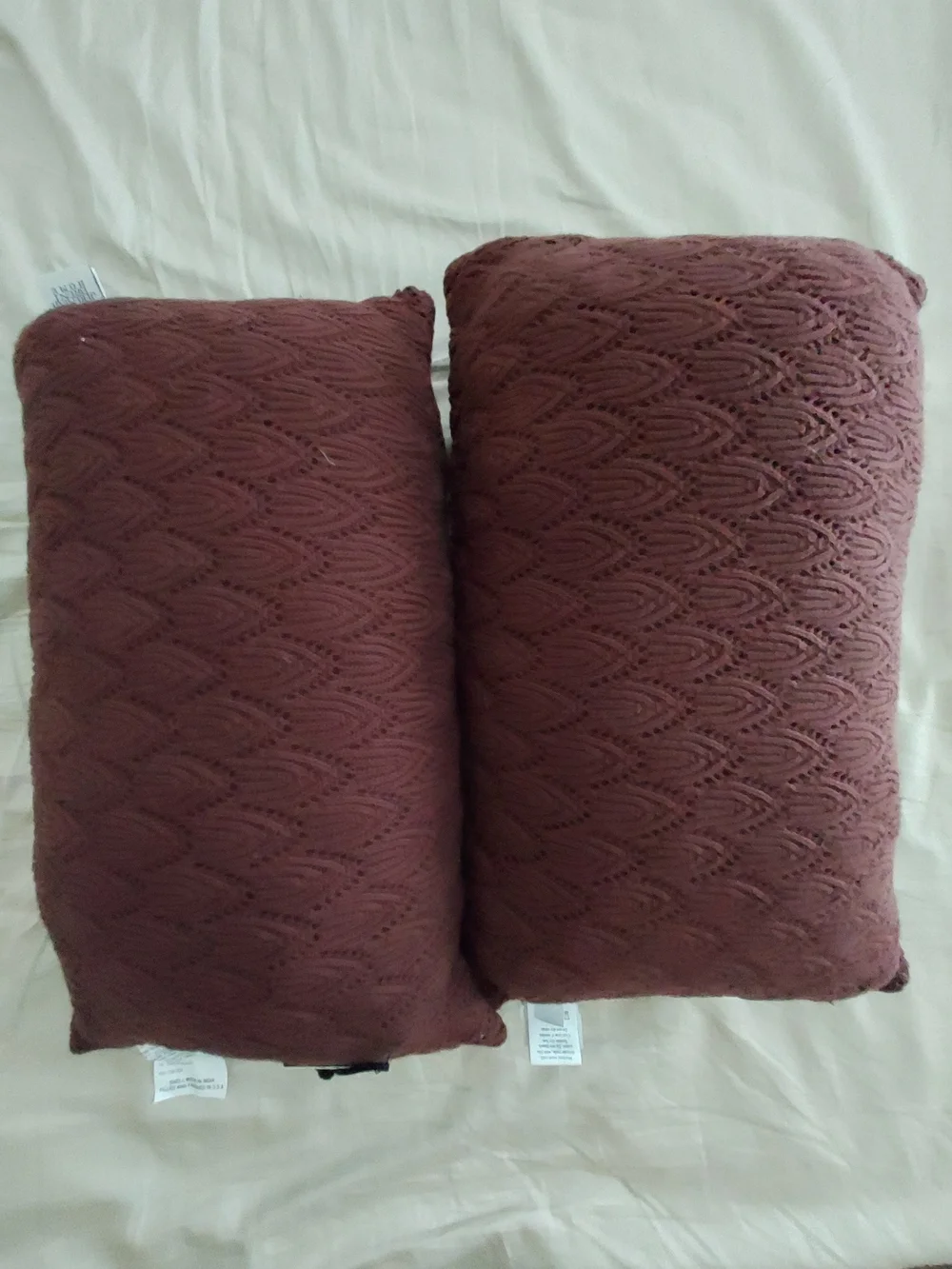 Throw Pillows Jeremiah Brent Home Textured Knit Pair in Deep Burgundy
